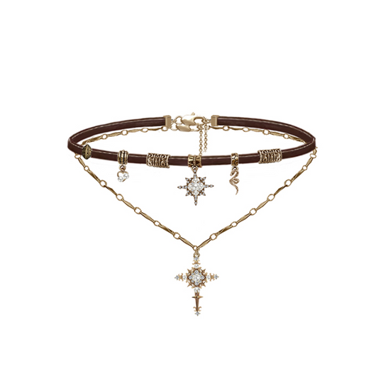 Luna Vintage Cross Choker Set