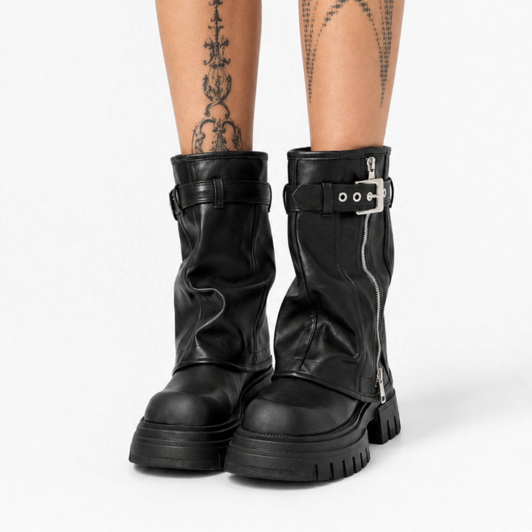 unliens platform boots 厚底ブーツ　XS Fold Over Platform Boots | Slouchy Chunky Rave Boots – Asyllum