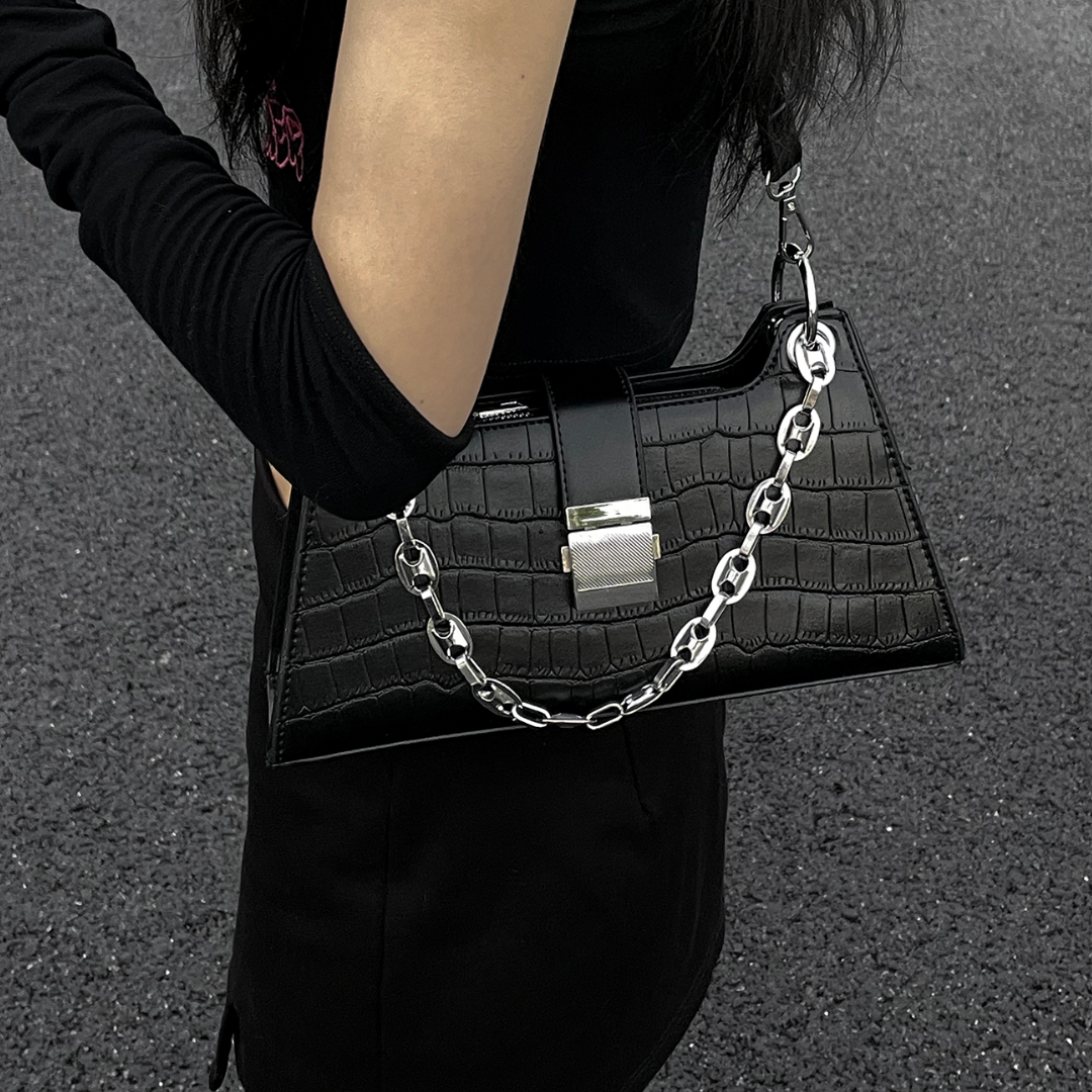 Alba Croc Shoulder Bag-5