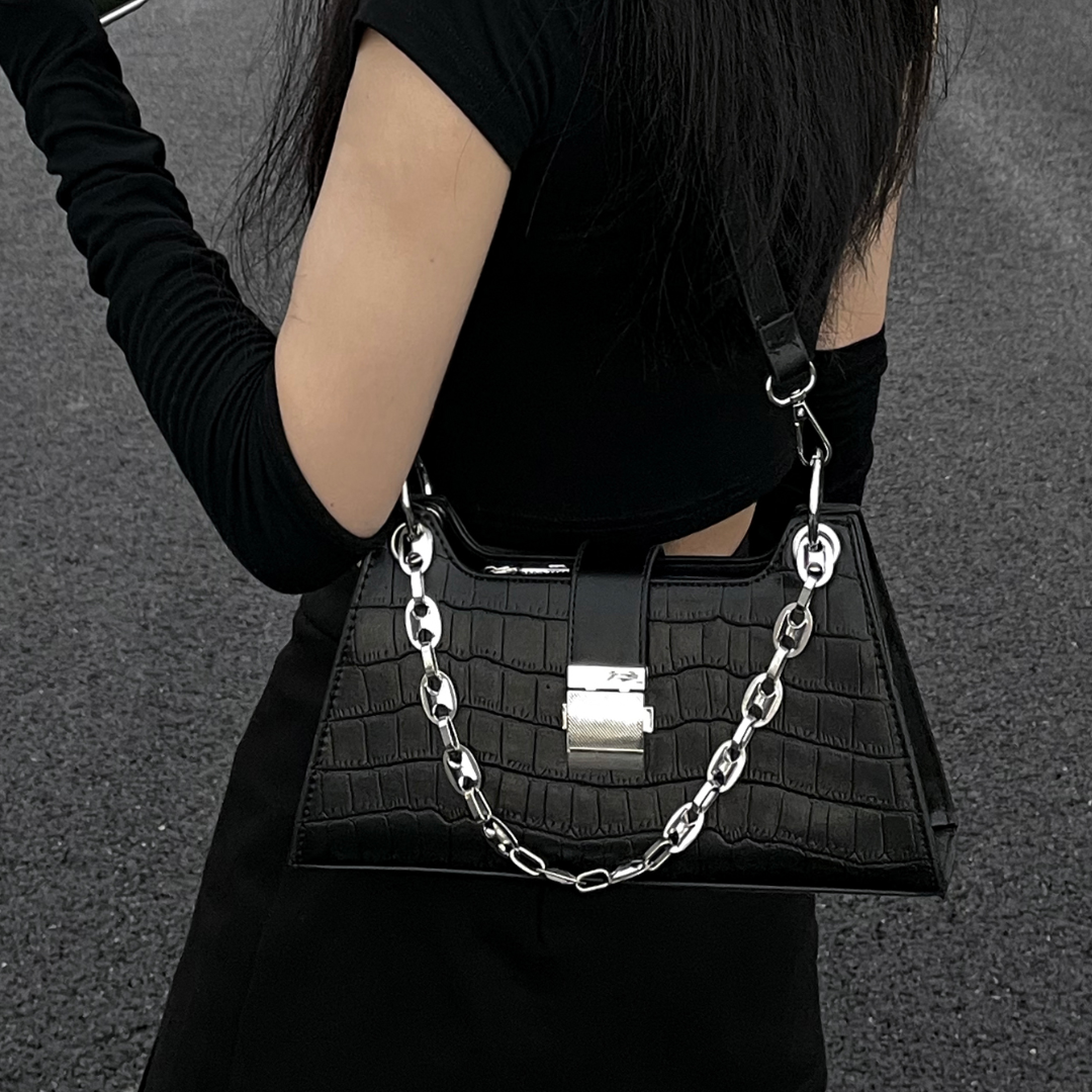 Alba Croc Shoulder Bag-6