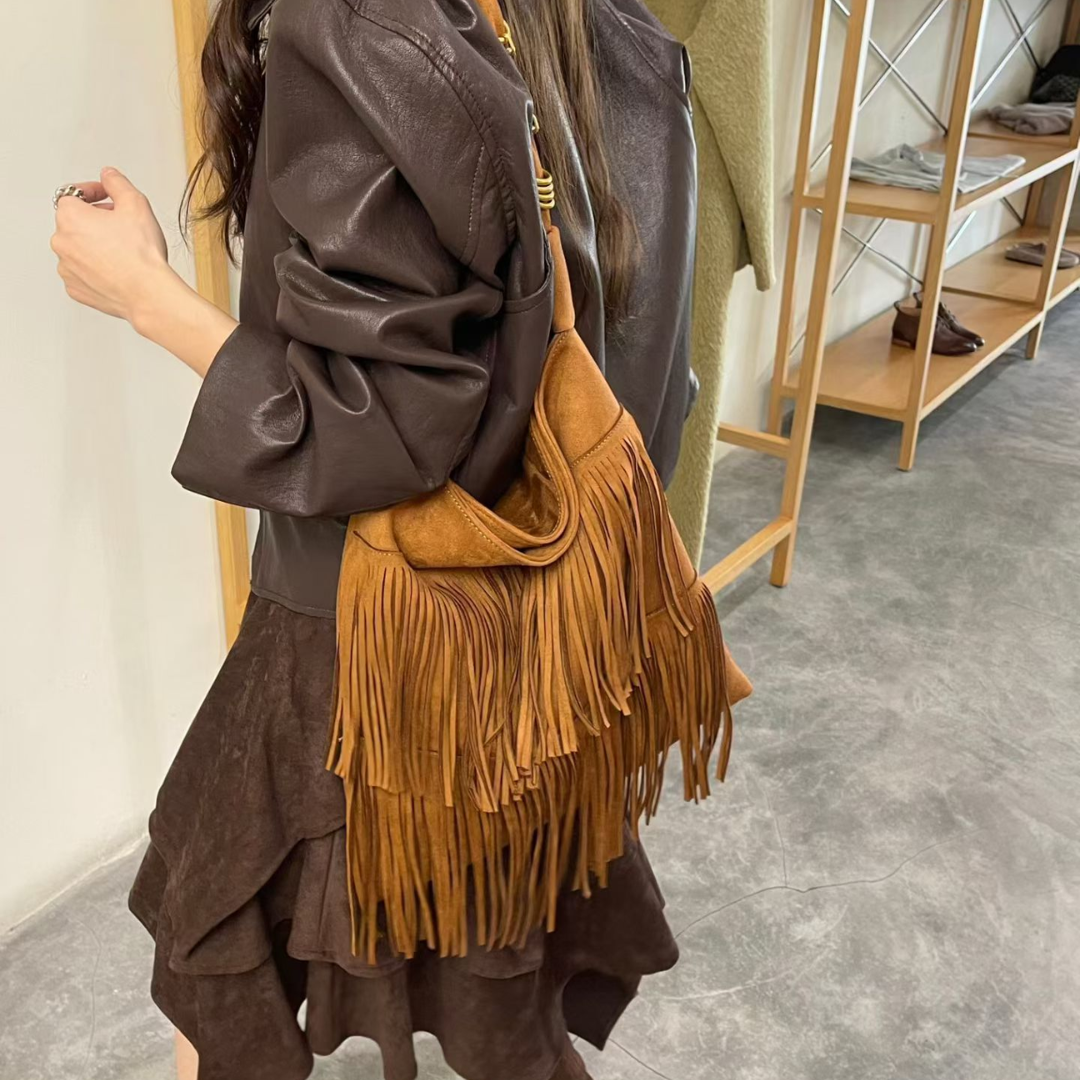 Thea Suede Fringe Hobo Bag-3