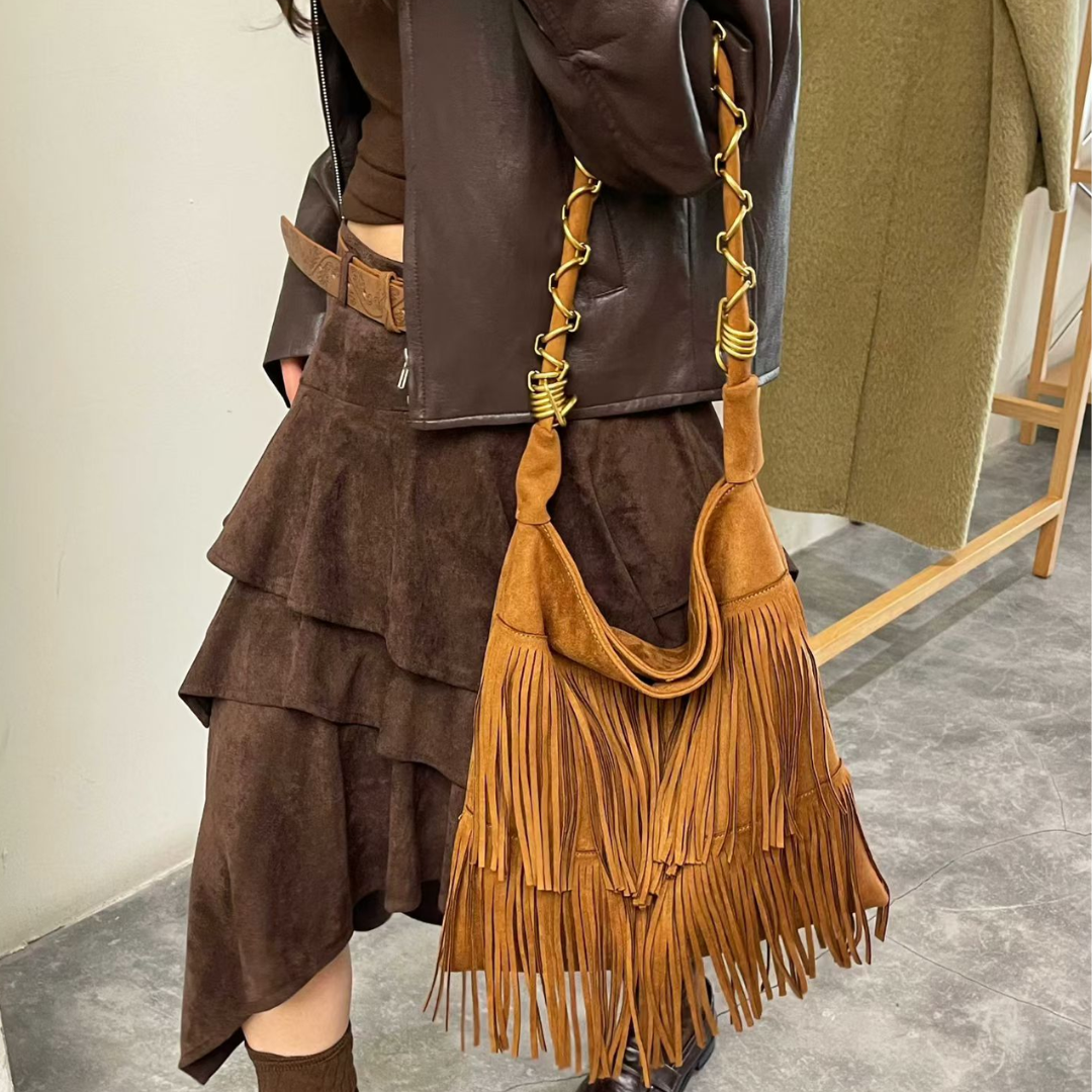 Thea Suede Fringe Hobo Bag-2