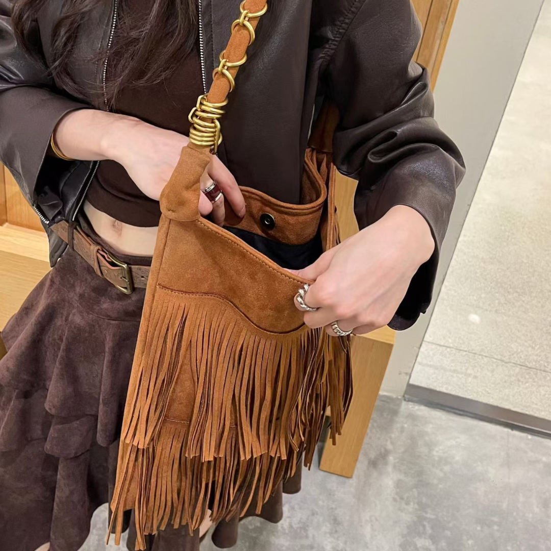 Thea Suede Fringe Hobo Bag-7