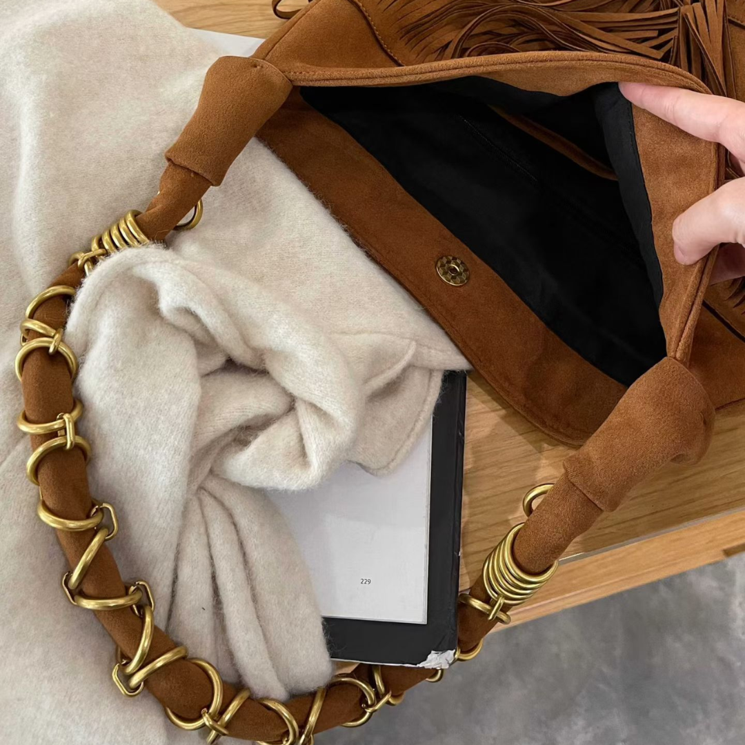 Thea Suede Fringe Hobo Bag-8