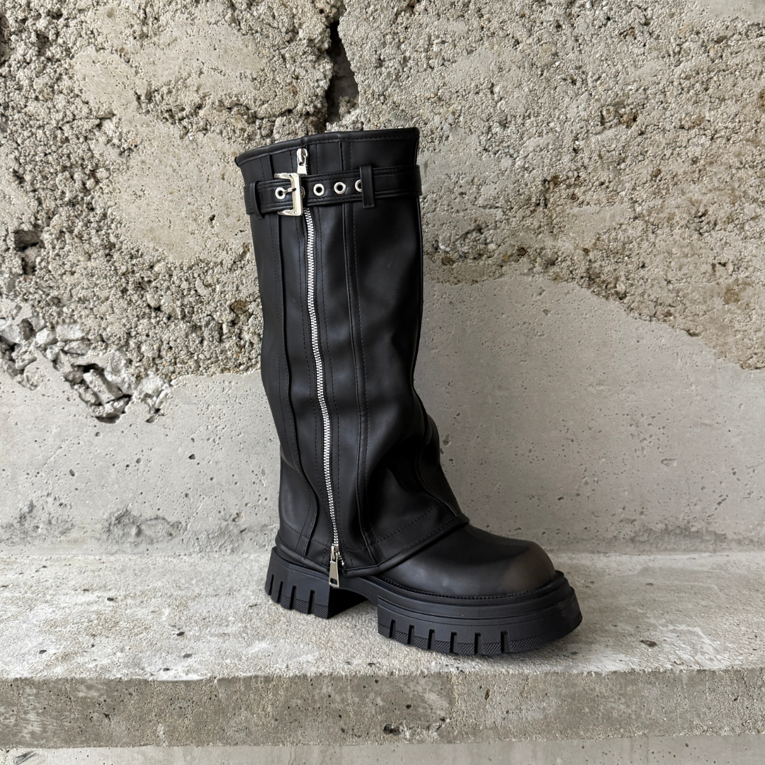 Knee-High Fold Over Platform Boots |Chunky Rave Boots – Asyllum