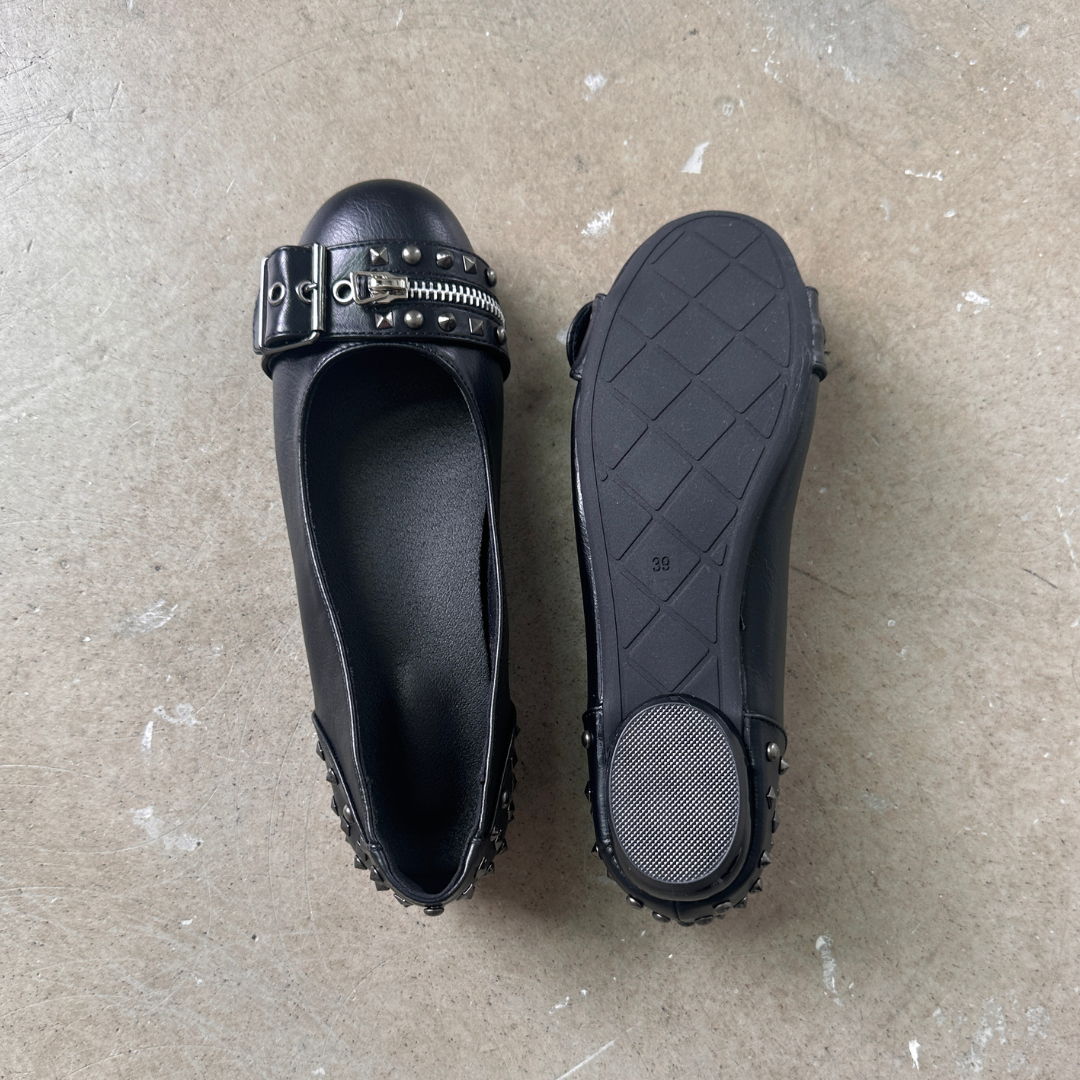 Daria Studded Buckle Flats-15