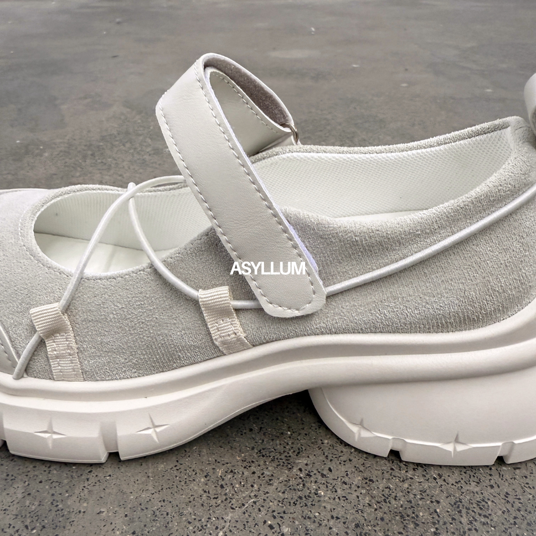 white chunky mary jane sneakers detail
