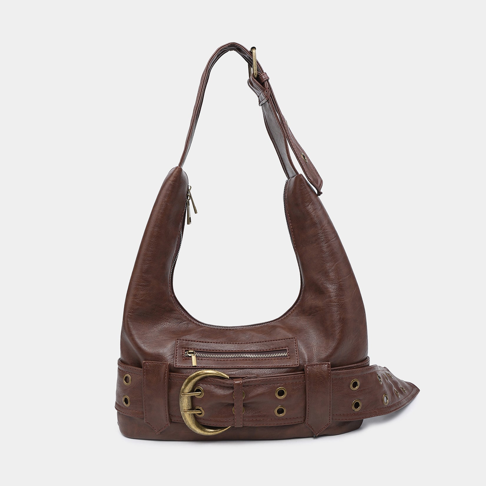 brown y2k hobo shoulder bag with adjustable strap