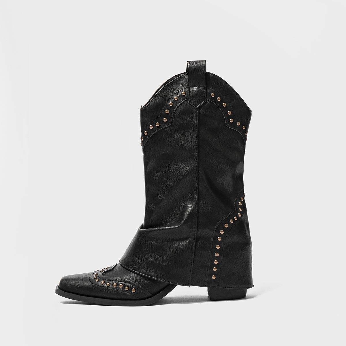 Studded Fold Over Western Boots